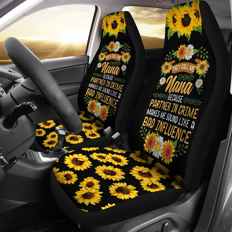 Best They Call Me Nana Because Partner In Crime Cute Sunflower Seat Covers Car Decor Car Protector Nearkii