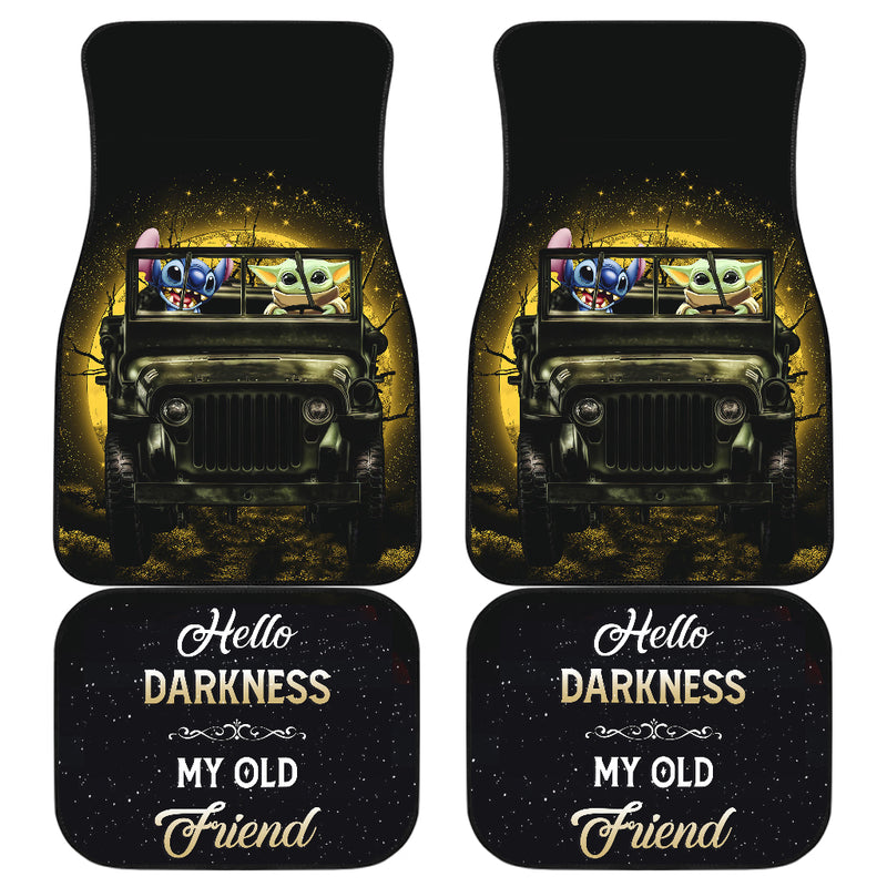 Stitch And Baby Yoda Ride Jeep Moonlight Halloween Darkness Funny Car Floor Mats Car Accessories Nearkii