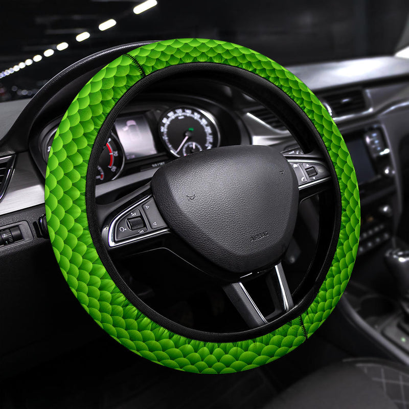 Green Fish Skin Premium Car Steering Wheel Cover Nearkii