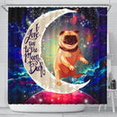 Cute Bull Dog Love You To The Moon Galaxy Shower Curtain Nearkii