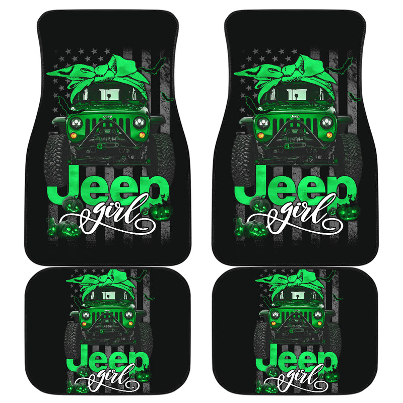 Halloween American Flag Dark Green Jeep Girl Car Floor Mats Car Accessories Nearkii