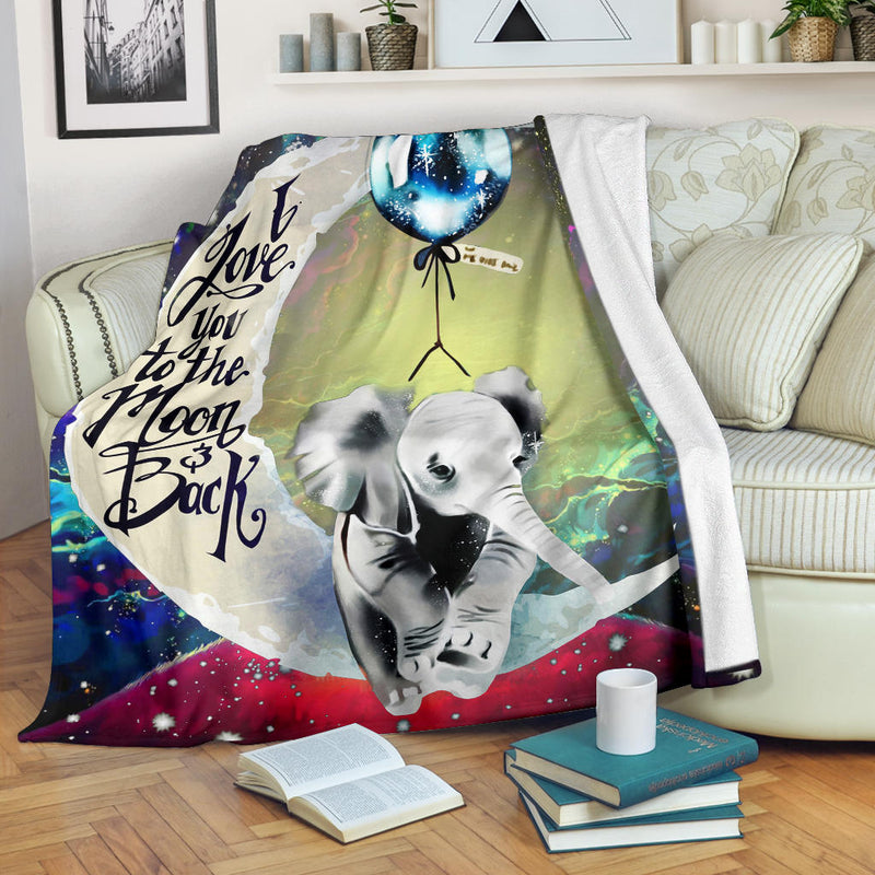 Elephant Love You To The Moon Galaxy Premium Blanket Nearkii