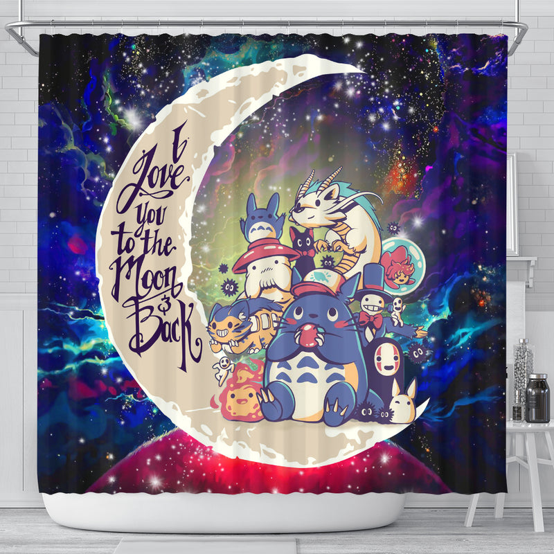 Ghibli Character Love You To The Moon Galaxy Shower Curtain Nearkii