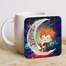Cute Hinata Haikyuu Love You To The Moon Galaxy Square Coasters