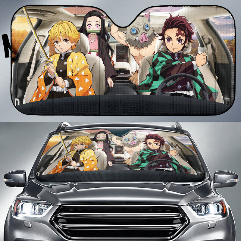 Anime Demon Slayer Team Funny Car Auto Sun Shades Windshield Accessories Decor Gift Nearkii