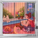 Lofi Girl Drawing Shower Curtain Nearkii