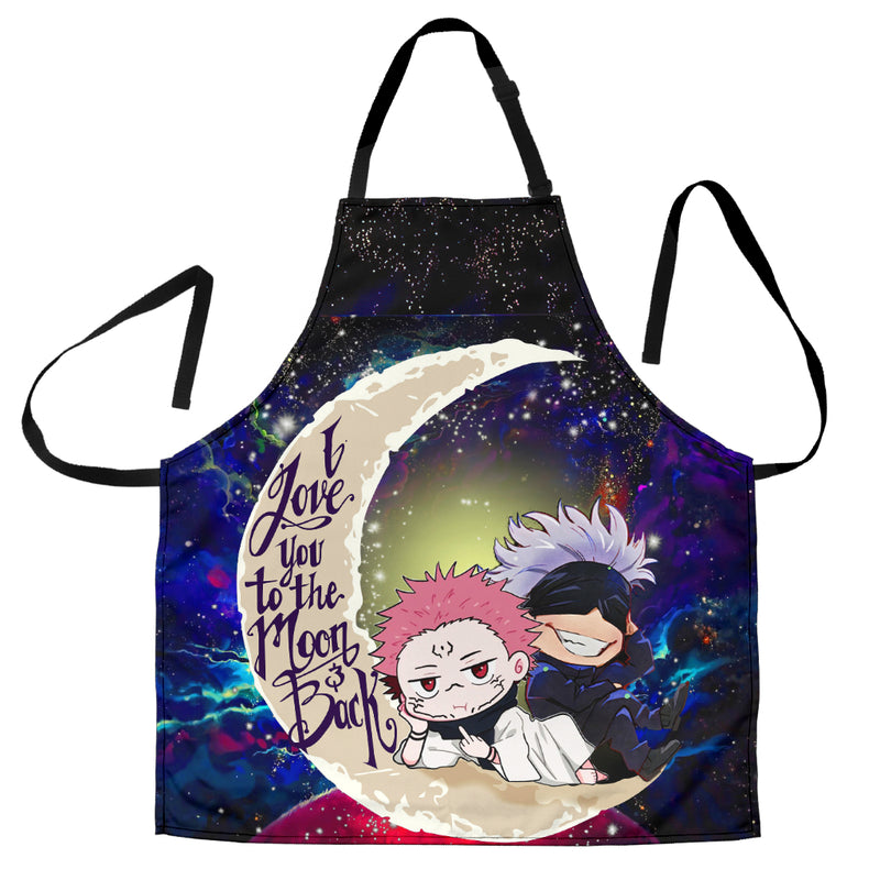 Jujutsu Kaisen Gojo Sakuna Chibi Anime Love You To The Moon Galaxy Custom Apron Best Gift For Anyone Who Loves Cooking