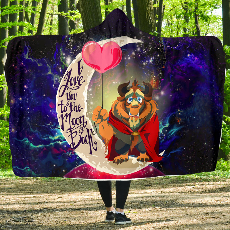 Beauty And The Beast Love You To The Moon Galaxy Economy Hooded Blanket Nearkii