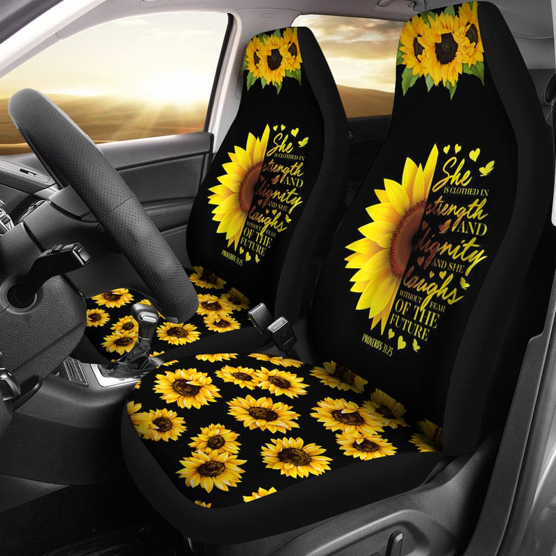 Best Christian Bible Verse Sunflower Scripture Religious Premium Custom Car Seat Covers Decor Protector Nearkii