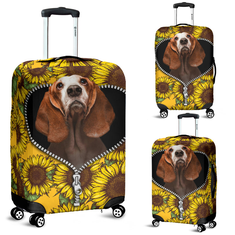 Basset Hound Sunflower Zipper Luggage Cover Suitcase Protector Nearkii