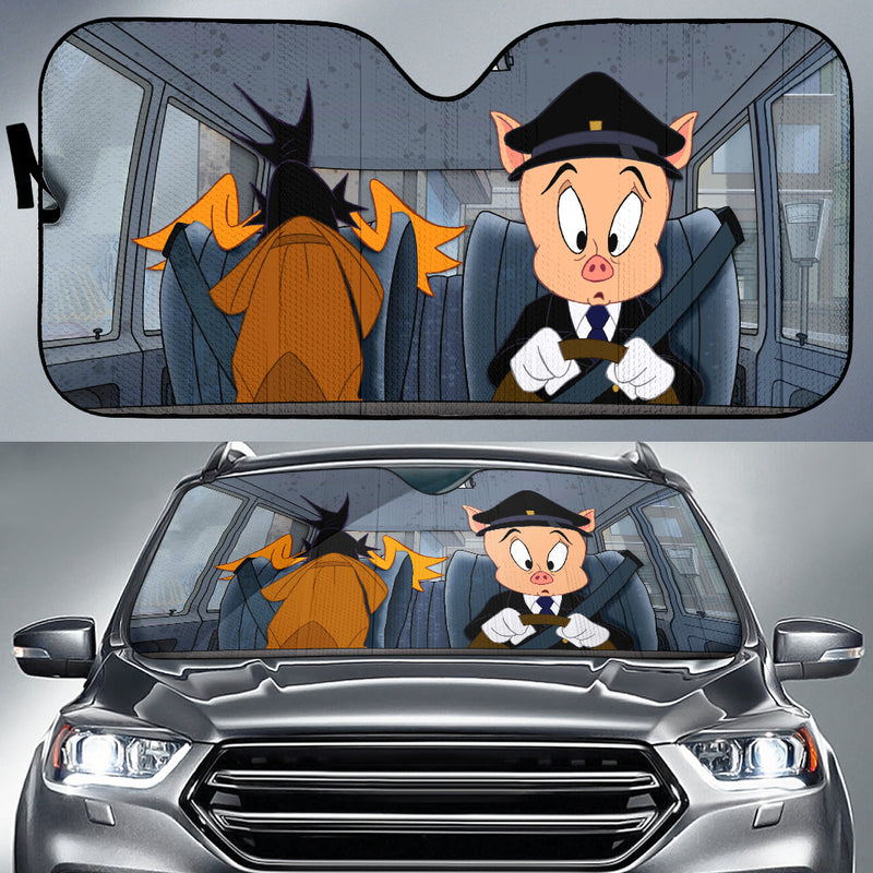 Looney Tunes Daffy Duck Porky Driving Driving Funny Car Auto Sunshades Nearkii