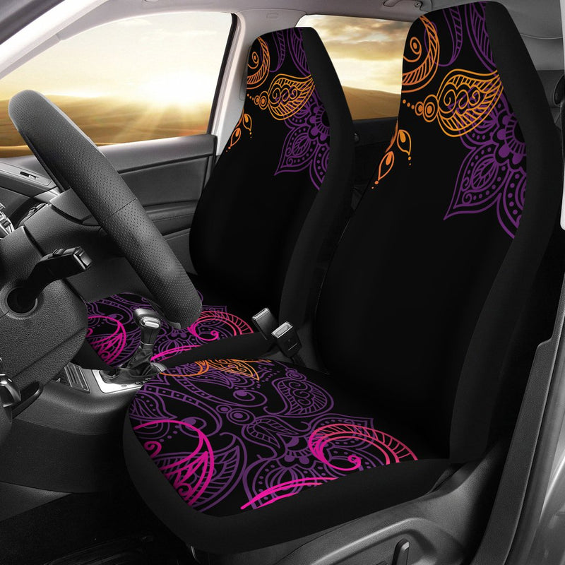 Purple Pink Orange Floral Premium Custom Car Seat Covers Decor Protector