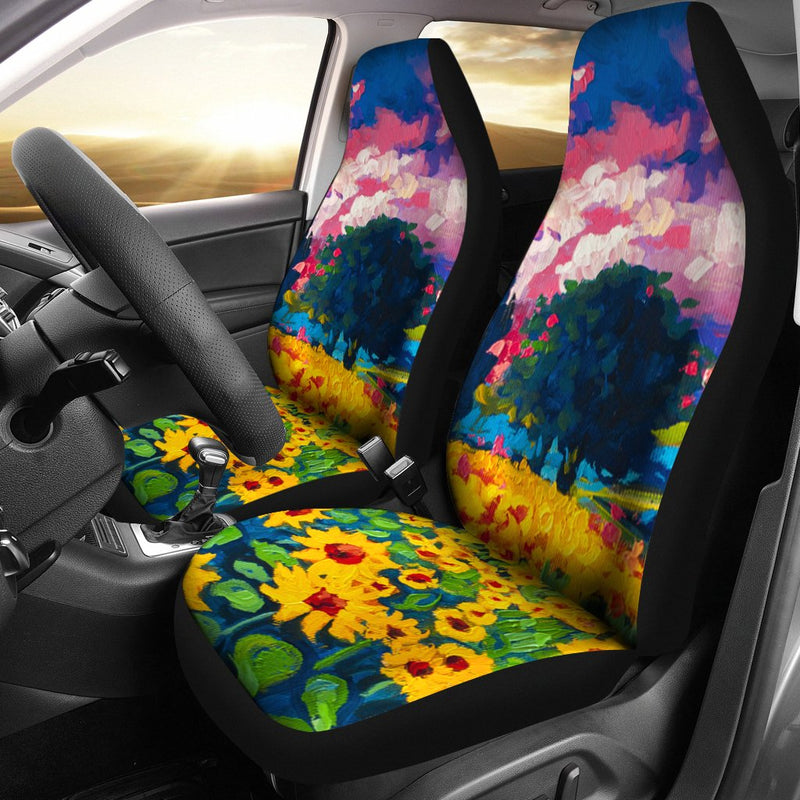 Best Painting Sunflower Art Premium Custom Car Seat Covers Decor Protector Nearkii