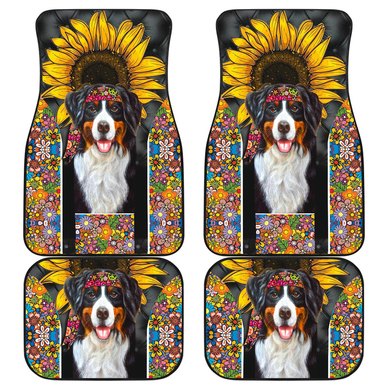 Bernese Mountain Dog Sunflower Hippie Car Floor Mats Car Accessories Nearkii