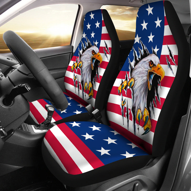 Best Bald Eagle USA Flag Premium Custom Car Seat Covers Decor Protector Nearkii