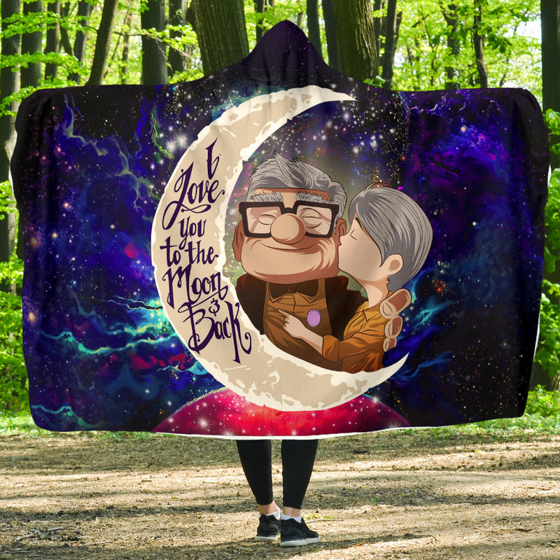 Up Couple Love You To The Moon Galaxy Economy Hooded Blanket Nearkii