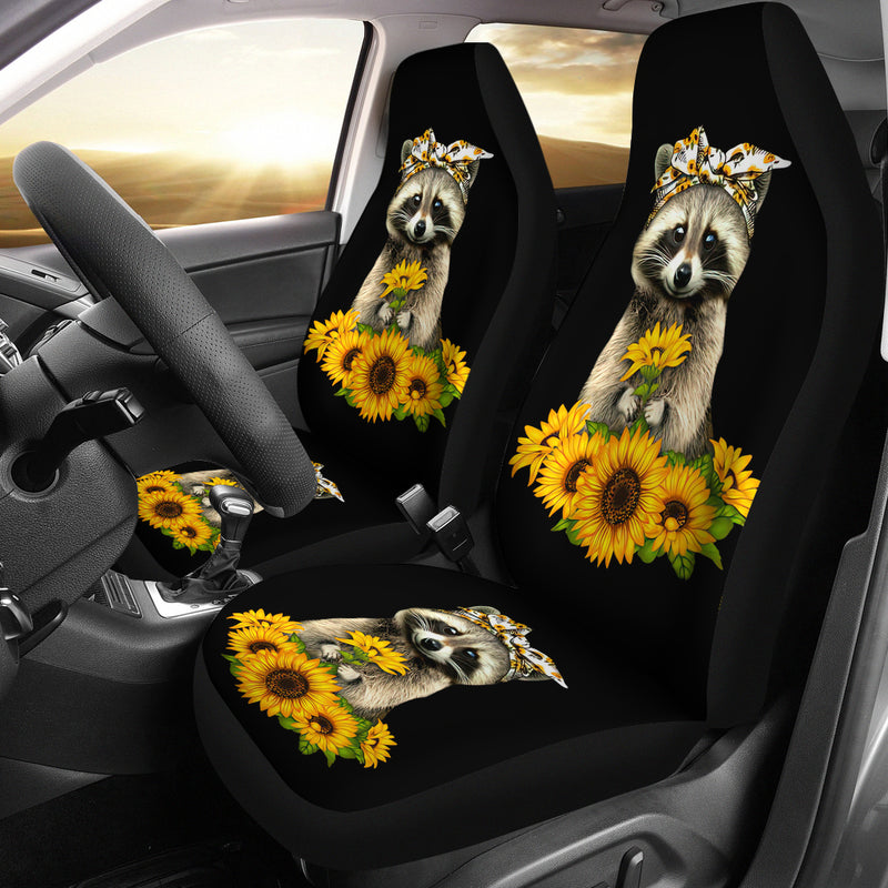 Best Sunflowers Racoon Sunflowers Premium Custom Car Seat Covers Decor Protector Nearkii