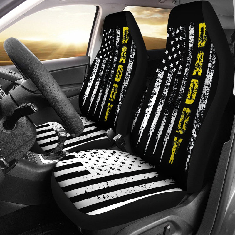 Best Tow Truck Driver Yellow Line Daddy Us Flag Distressed Premium Custom Car Seat Covers Decor Protector Nearkii