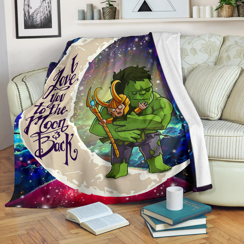Hulk And Loki Love You To The Moon Galaxy Premium Blanket Nearkii