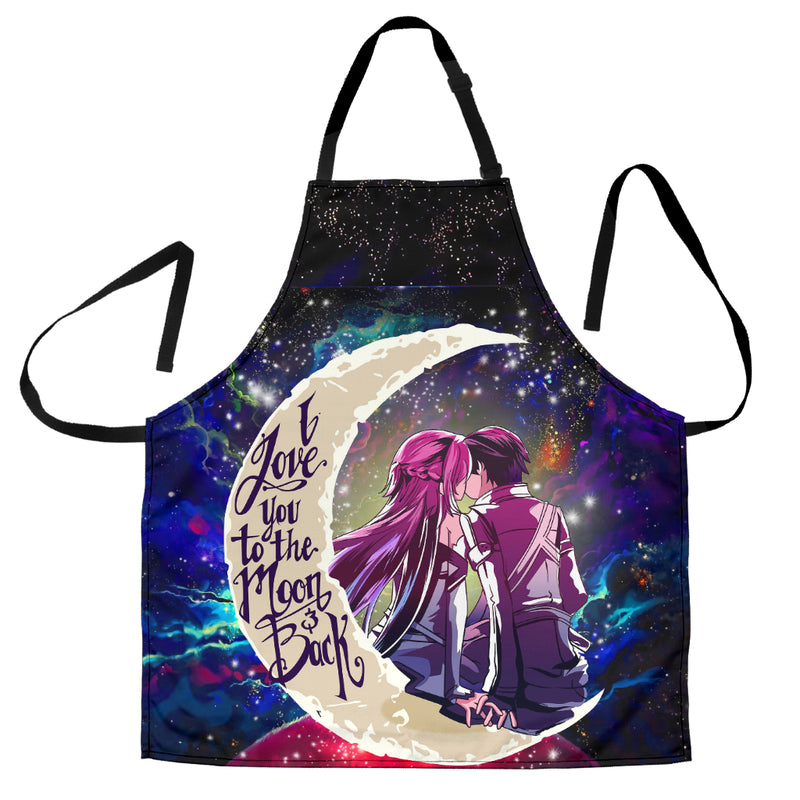 SAO Sword Art Online Asuna Kirito Love You To The Moon Galaxy Custom Apron Best Gift For Anyone Who Loves Cooking Nearkii