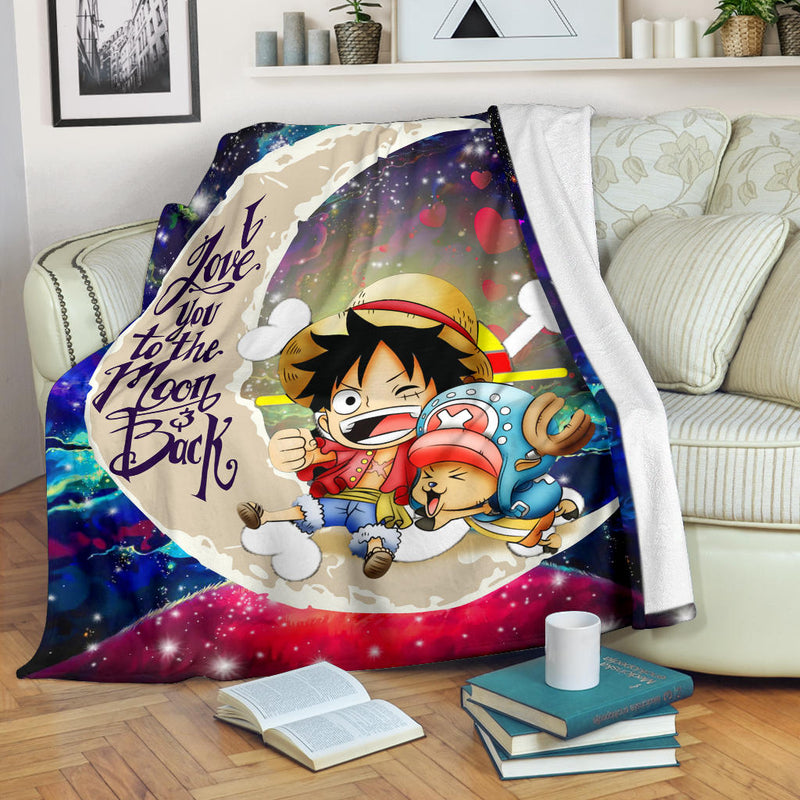 Chibi Luffy And Chopper One Piece Anime Love You To The Moon Galaxy Blanket Nearkii