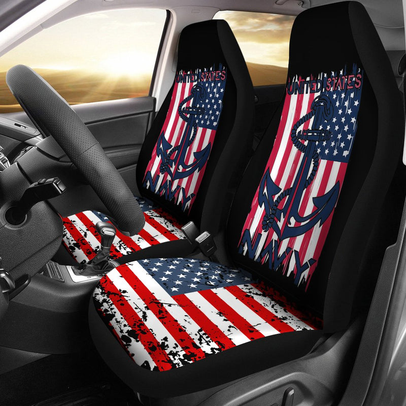 Best Us Navy Flag With Anchor For Navy Veterans And Soldiers Premium Custom Car Seat Covers Decor Protector Nearkii