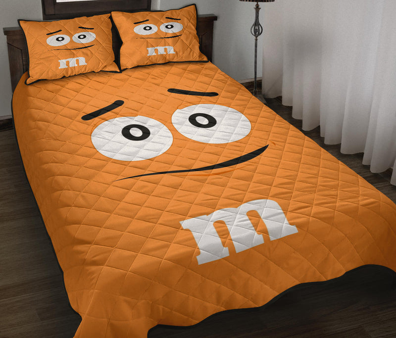 Chocolate M&M Orange Quilt Bed Sets Nearkii