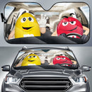 Funny M&M Chocolate Yellow Red Driving Car Auto Sunshade Nearkii
