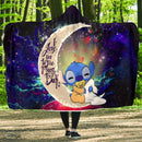 Cute Baby Stitch Sleep Love You To The Moon Galaxy Economy Hooded Blanket Nearkii