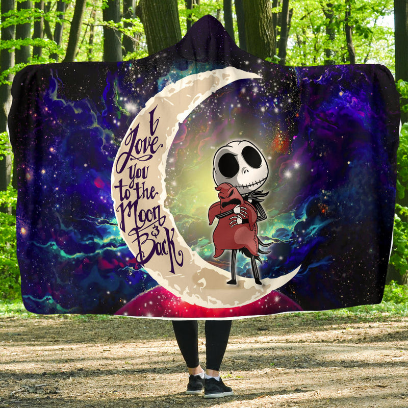 Jack Skellington Nightmare Before Christmas Love You To The Moon Galaxy Economy Hooded Blanket Nearkii