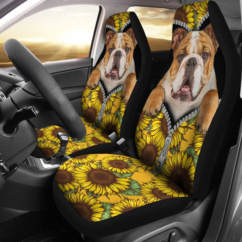 Sunflower Bulldog Premium Custom Car Seat Covers Decor Protector