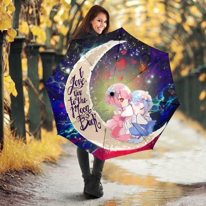 Ram And Rem Rezero Love You To The Moon Galaxy Umbrella Nearkii