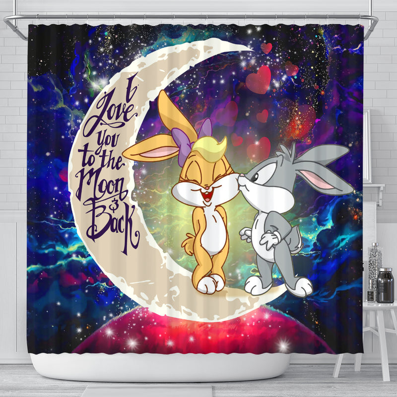 Bunny Couple Love You To The Moon Galaxy Shower Curtain Nearkii