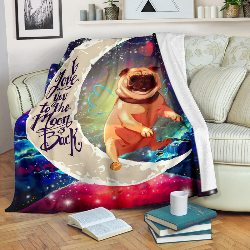 Cute Bull Dog Love You To The Moon Galaxy Blanket Nearkii