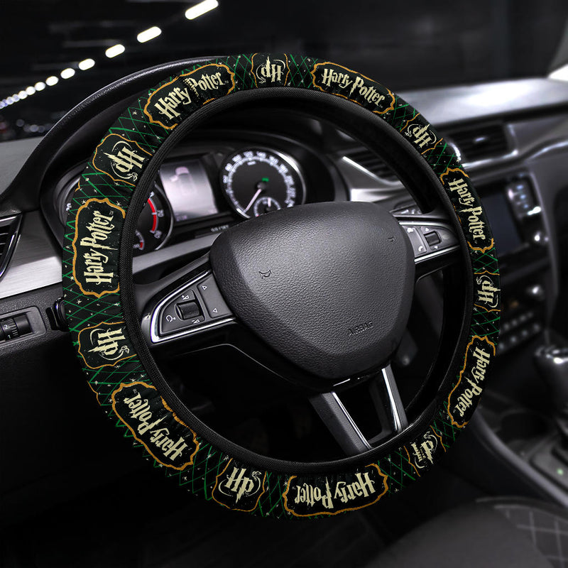 Harry Potter Farbic Green Yellow Pattern Premium Car Steering Wheel Cover Nearkii