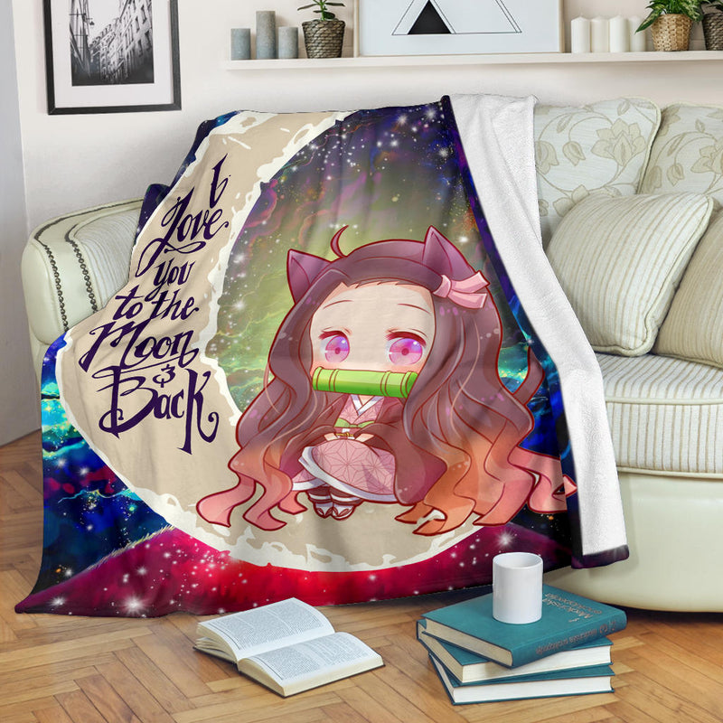 Nezuko Demon Slayer Love You To The Moon Galaxy Premium Blanket Nearkii