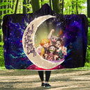 Demond Slayer Team Love You To The Moon Galaxy Economy Hooded Blanket Nearkii