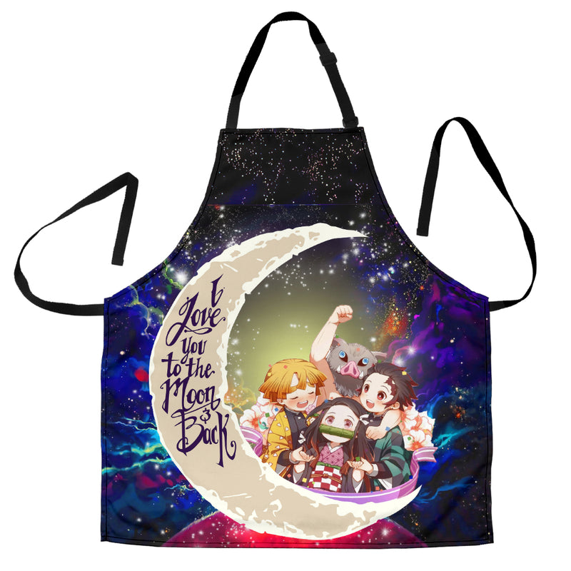 Demond Slayer Team Love You To The Moon Galaxy Custom Apron Best Gift For Anyone Who Loves Cooking