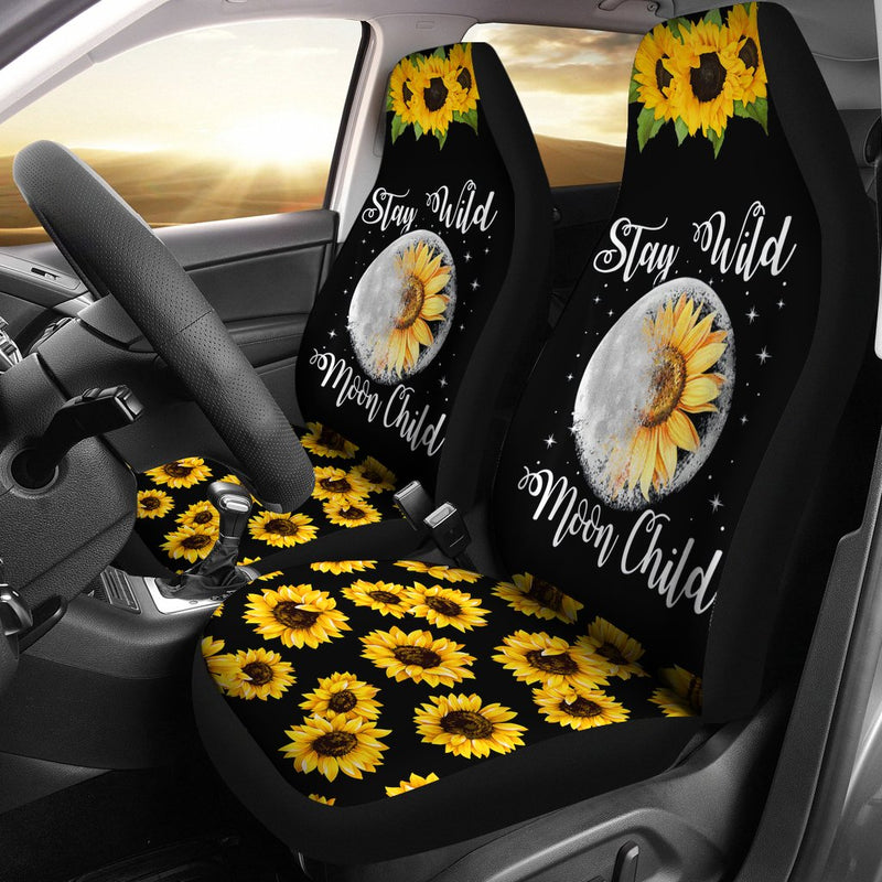 Best Stay Wild Moon Child Hippie Sunflower Premium Custom Car Seat Covers Decor Protector Nearkii