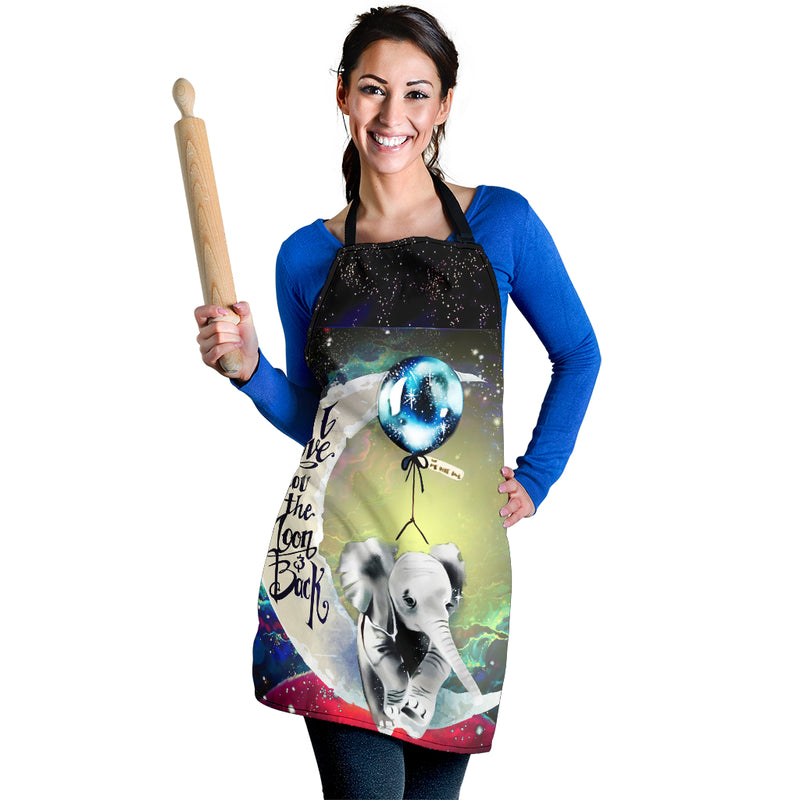 Elephant Love You To The Moon Galaxy Custom Apron Best Gift For Anyone Who Loves Cooking Nearkii