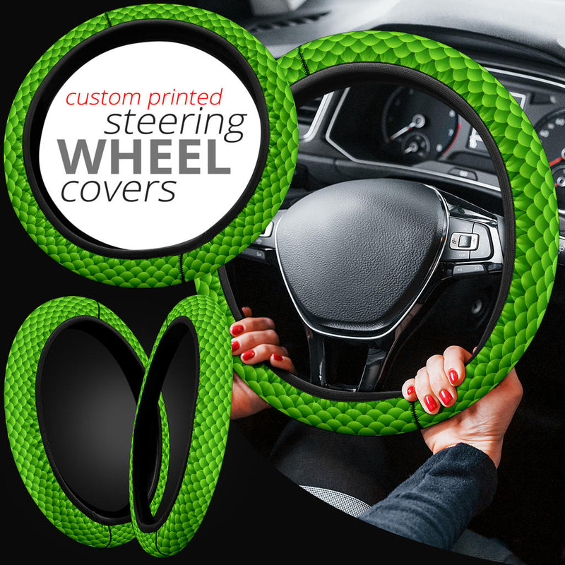 Green Fish Skin Premium Car Steering Wheel Cover Nearkii