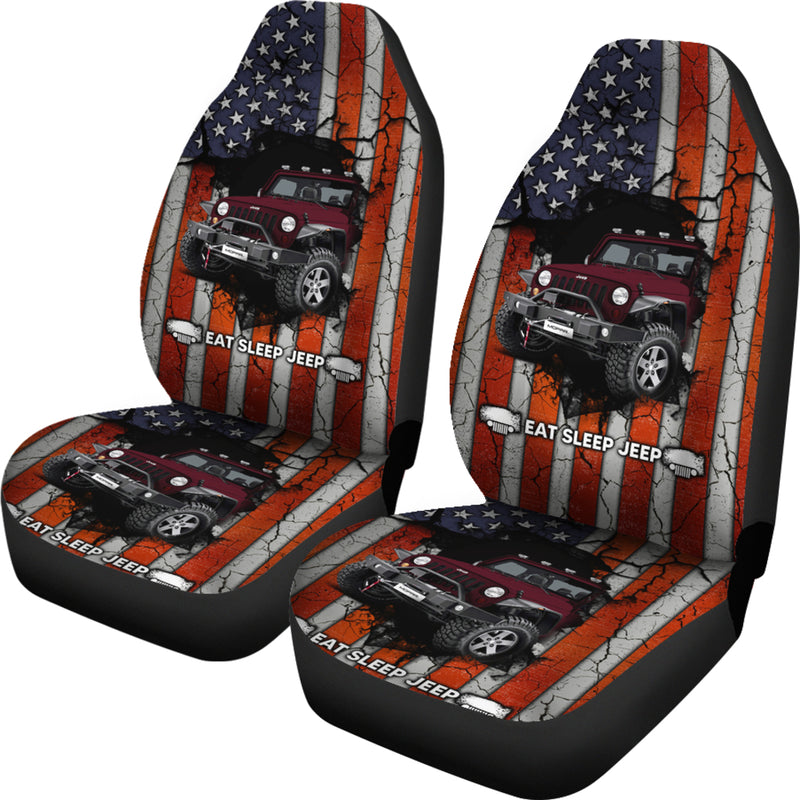 Eat Sleep Jeep Dark Red Premium Custom Car Seat Covers Decor Protectors Nearkii