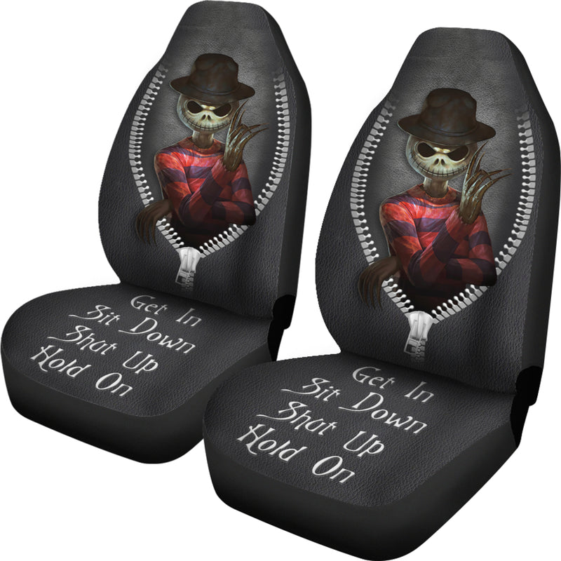 Jack Skellington Mix Freddy Krueger Horror Get In Sit Down Shut Up And Hold On Car Zipper Car Seat Covers Nearkii