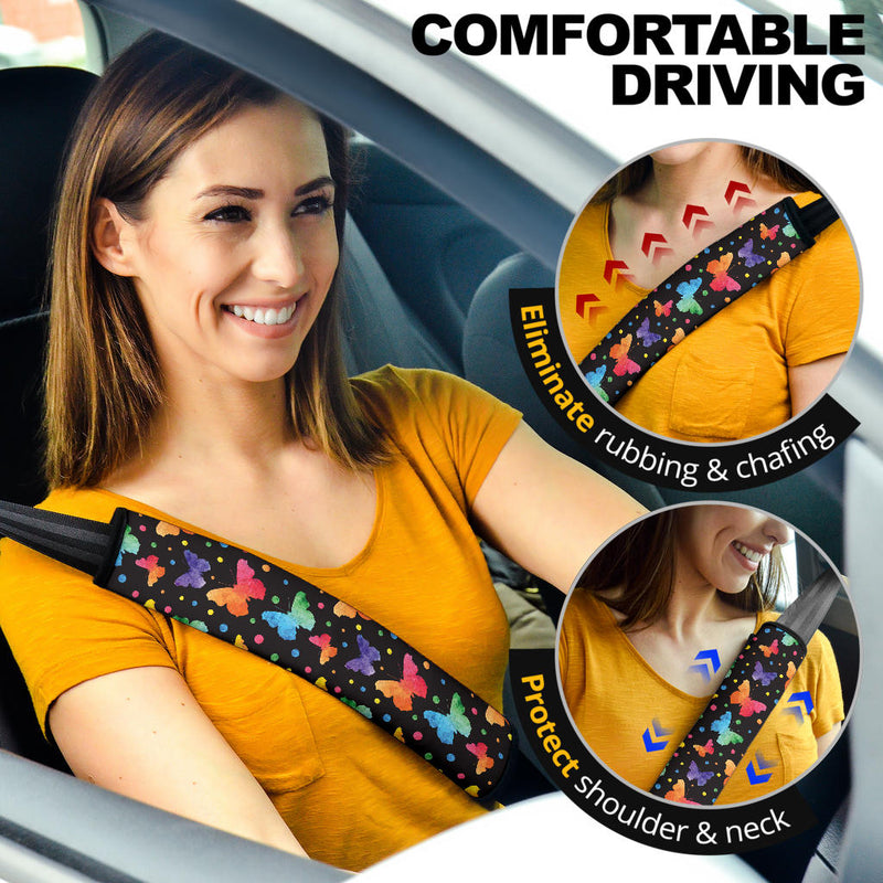 Butterfly Water Color Premium Custom Car Seat Belt Covers Nearkii