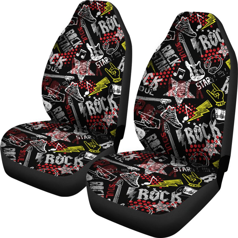 Best Rock Music Pattern With Guitar Premium Custom Car Seat Covers Decor Protector Nearkii