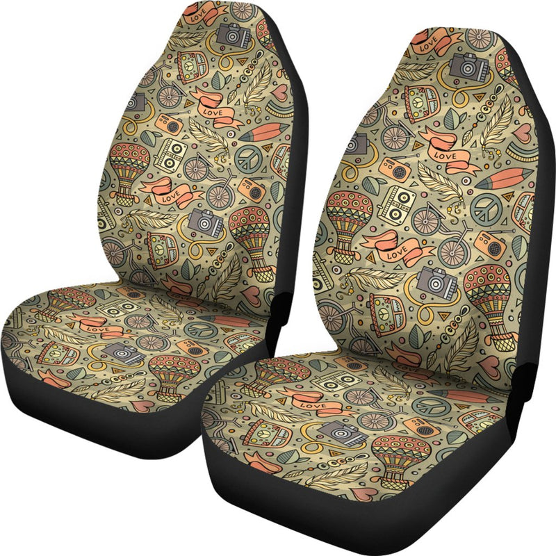Best Hippie Doodles Seamless Pattern Premium Custom Car Seat Covers Decor Protector Nearkii