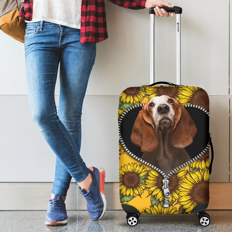 Basset Hound Sunflower Zipper Luggage Cover Suitcase Protector Nearkii