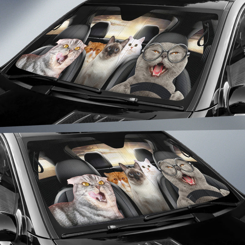 Funny Cat Driving Car Auto Sunshades Nearkii