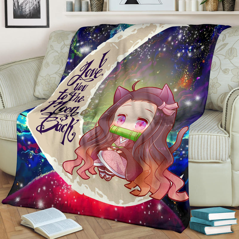 Nezuko Demon Slayer Love You To The Moon Galaxy Premium Blanket Nearkii