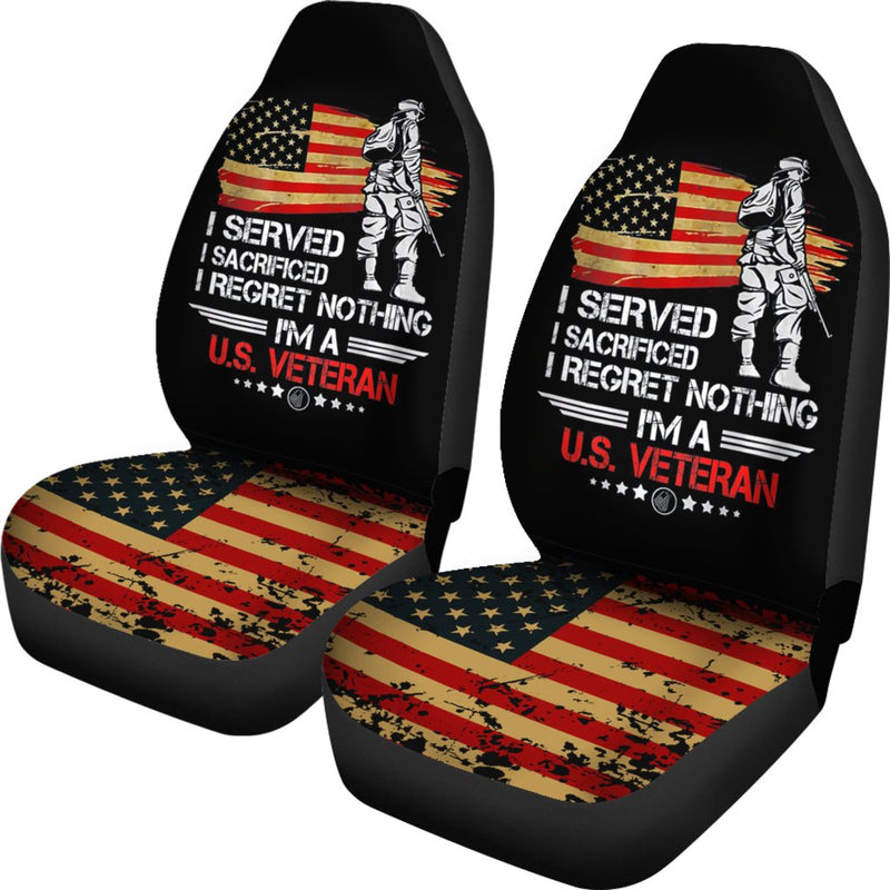 Best Us Proud Army Veteran Gifts I'M A U.S Veteran American Flag Premium Custom Car Seat Covers Decor Protector Nearkii